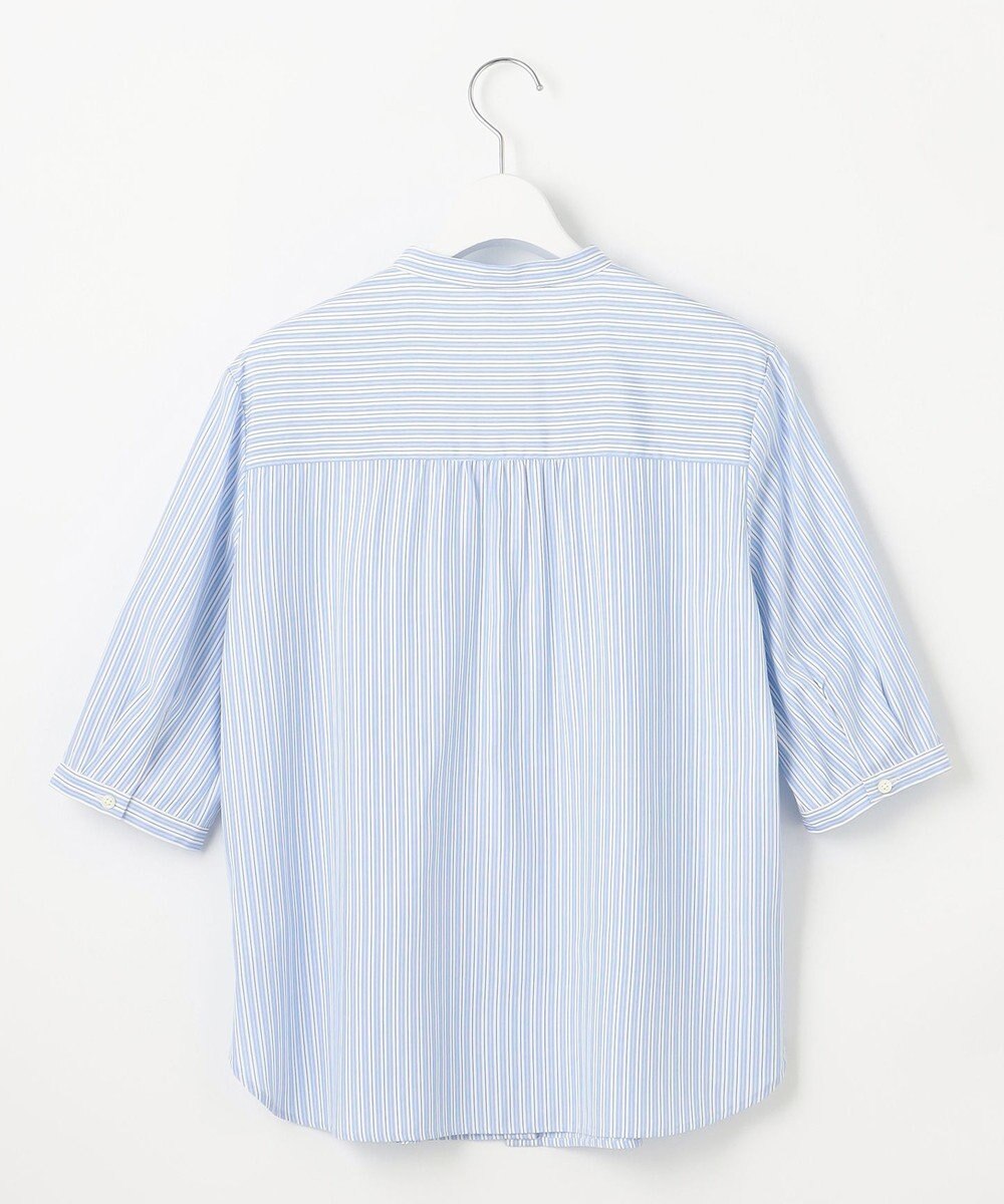 J.PRESS LADIES L 【洗える】ストライプ バンドカラー ブラウス 