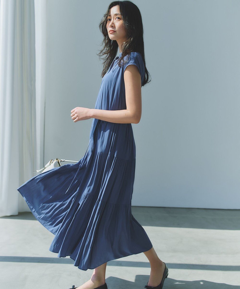 組曲 S 【WEB限定】ギャザーライトデシン ティアードワンピース 