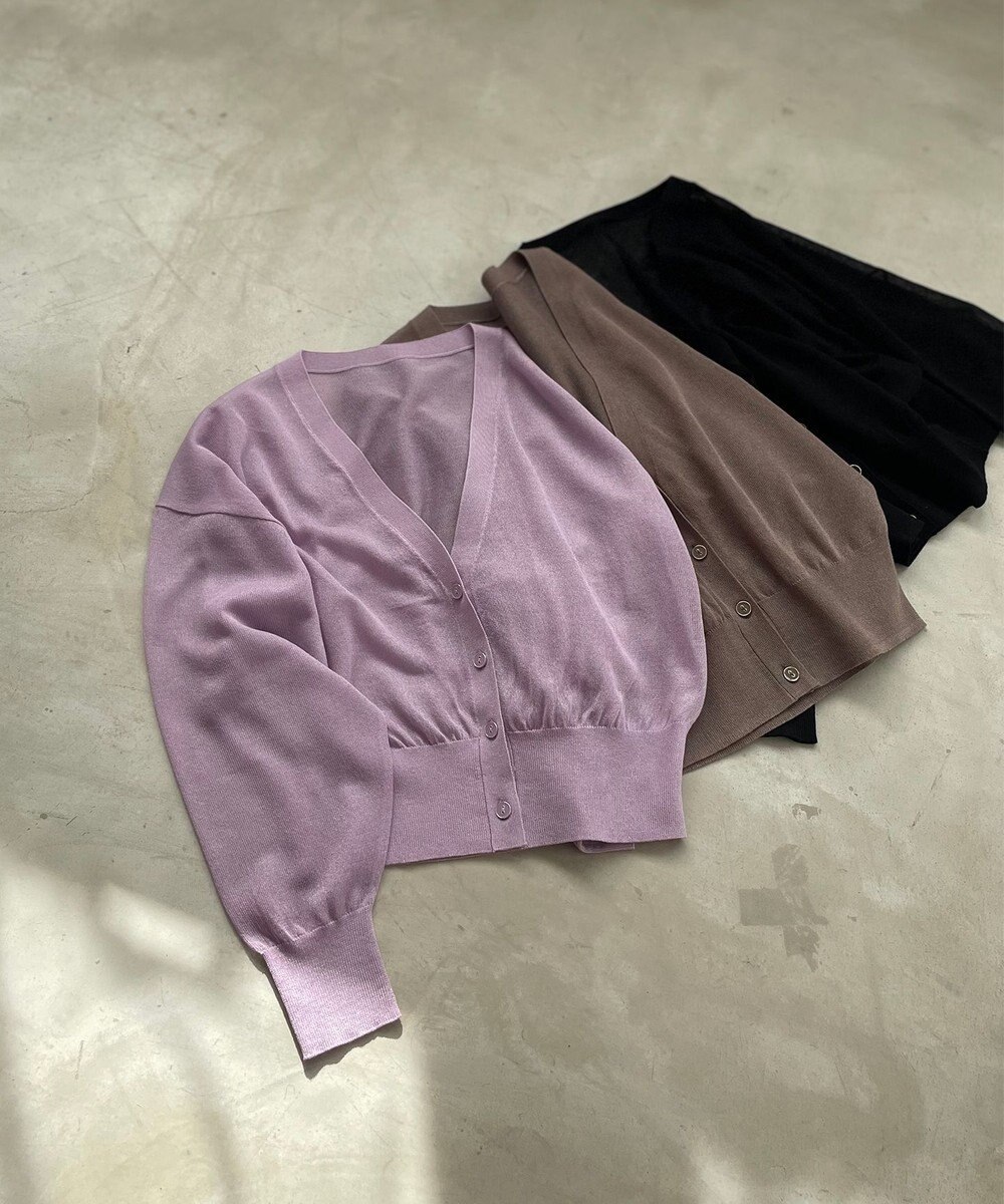 Feroux 【洗える】Vネックシアー カーデ 