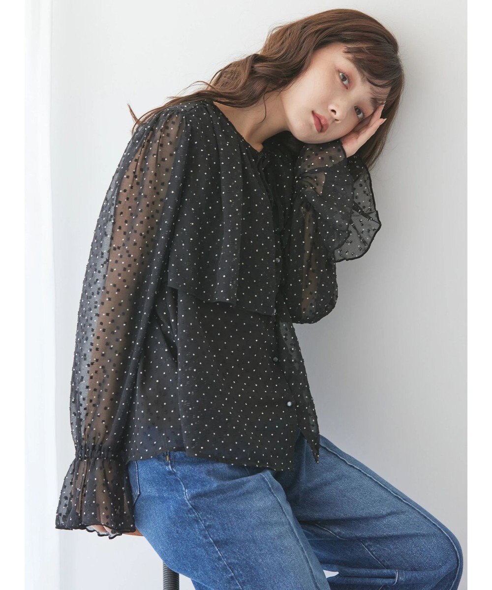 AMERICAN HOLIC ドビーシフォンフリルブラウス 