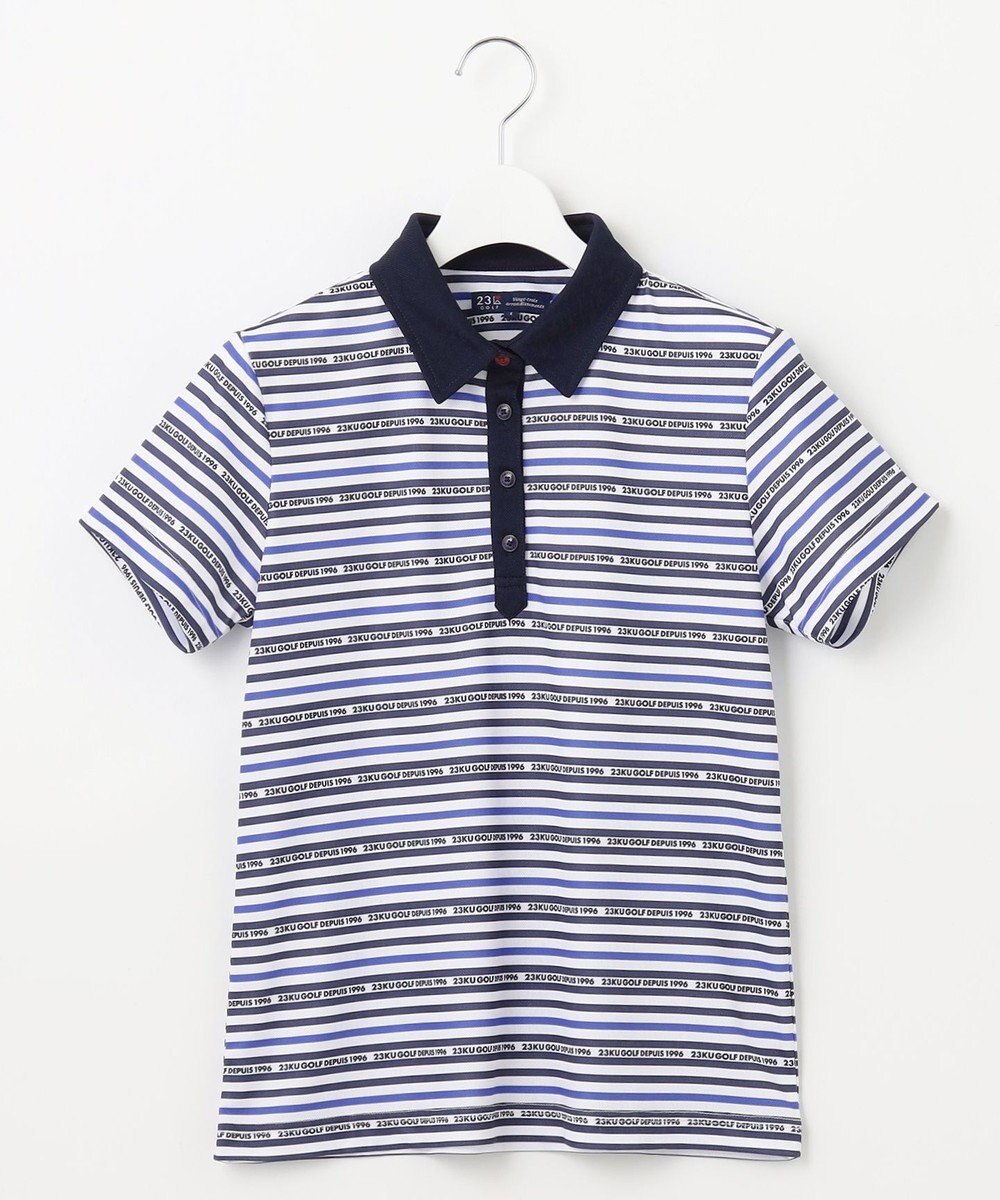 23区GOLF 【WOMEN】【吸水速乾・UVケア】ボーダーロゴ 半袖シャツ 