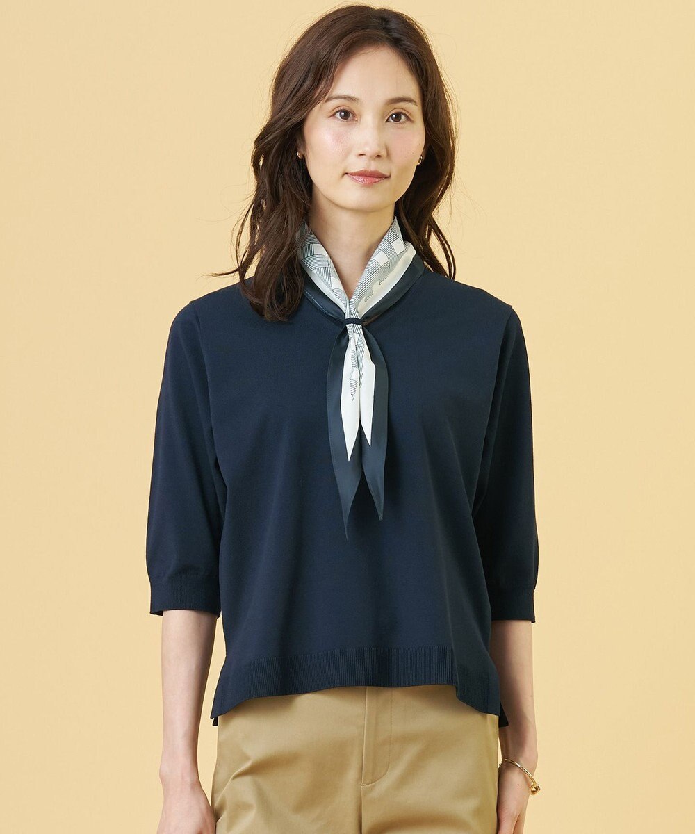 J.PRESS LADIES L 【2WAY・シーンレスに活躍】SCARF KNIT Vネック ニット 