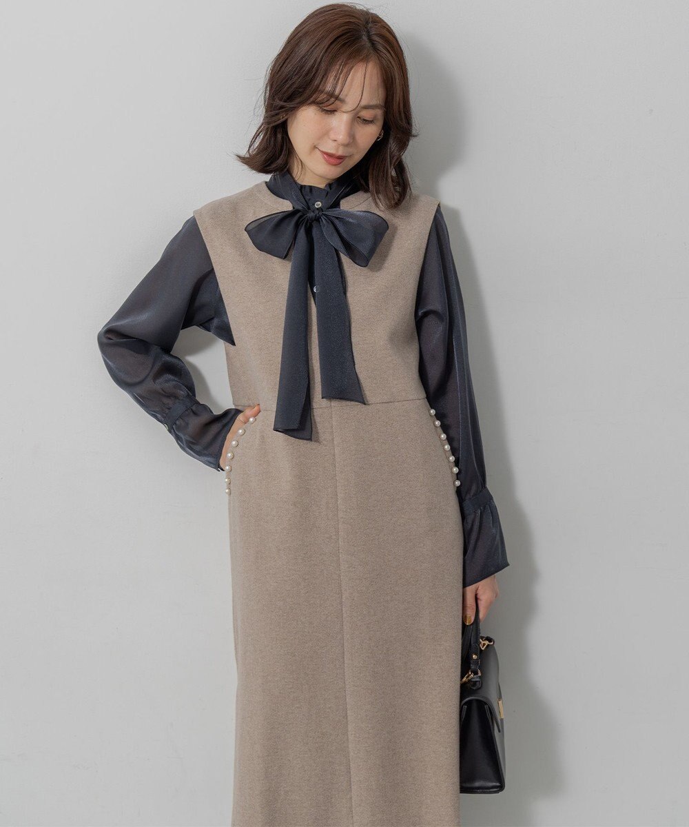 組曲 L 【WEB限定】シャイニーオーガンボウタイ付き ブラウス 