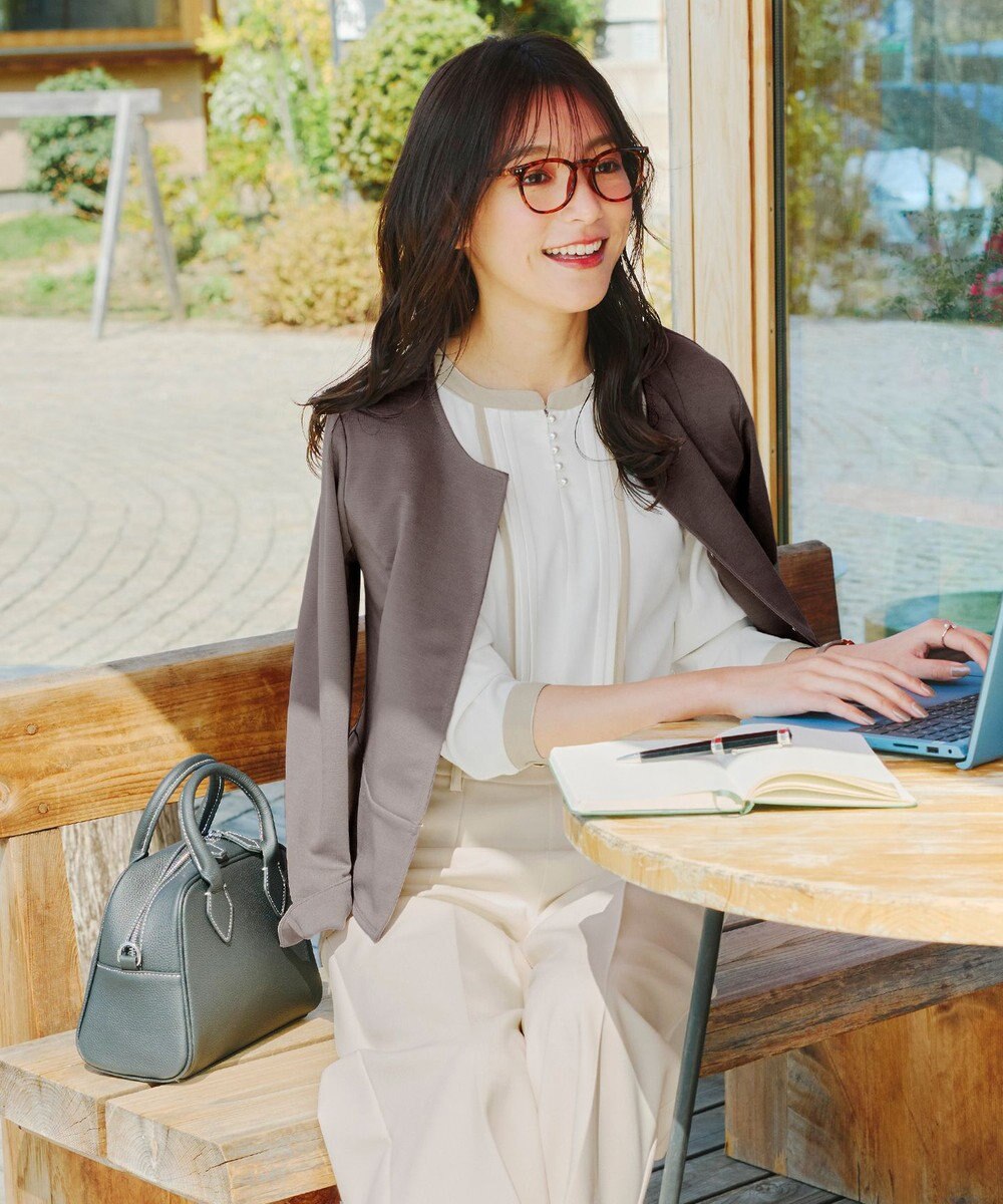 Tiaclasse 【洗える】ピンタック配色ブラウス 