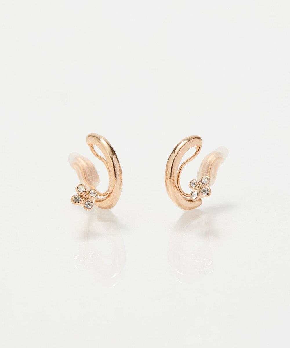 Phoebe 【金属アレルギー対応】【痛くないシリーズ】フラワービジューフロートライトフィットイヤリング　シャンパンゴールド 