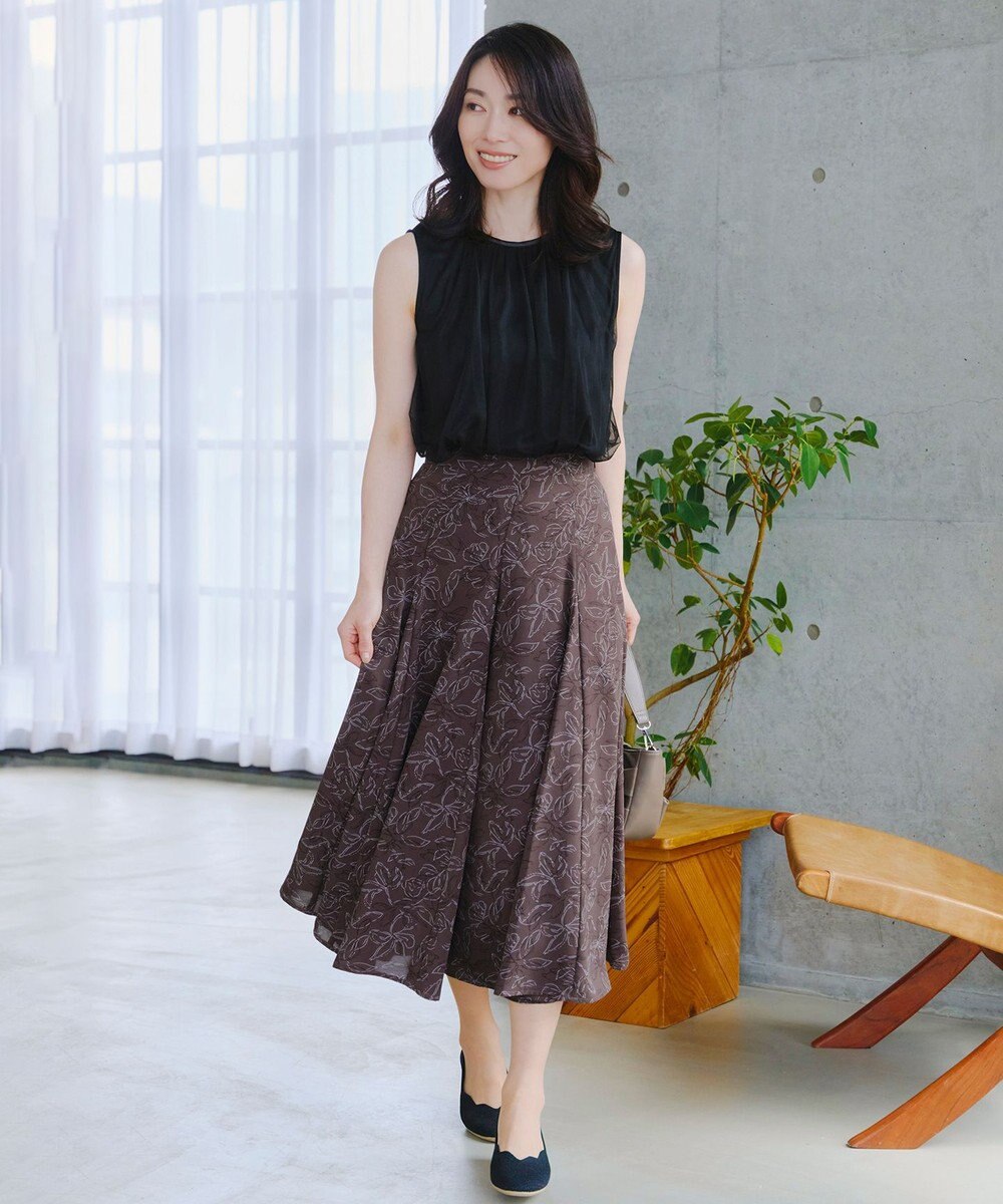 Tiaclasse 【洗える】フラワープリントスカート 