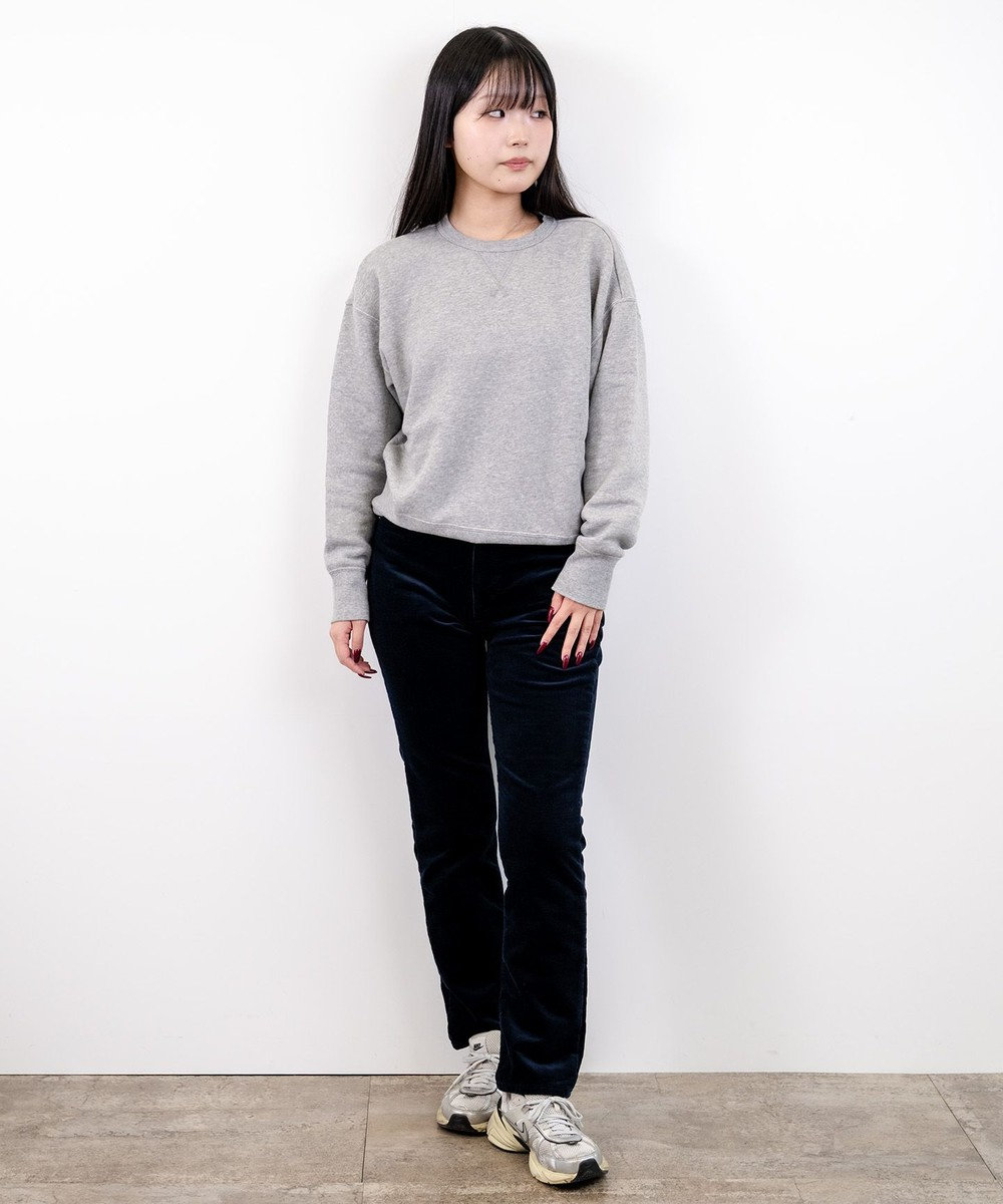 caqu スリムストレート 裏起毛コーデュロイパンツ 