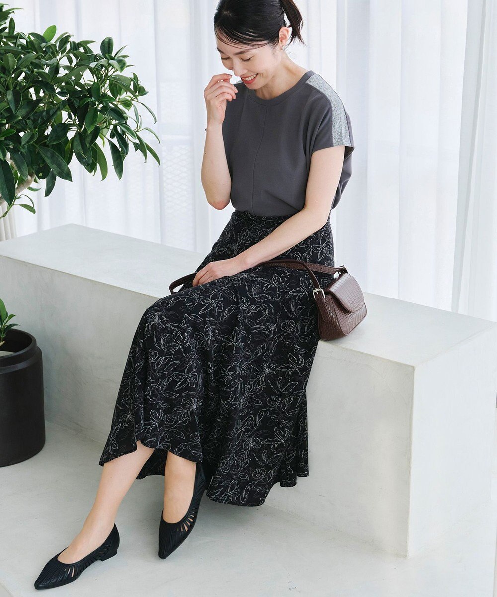 Tiaclasse 【洗える】フラワープリントスカート 