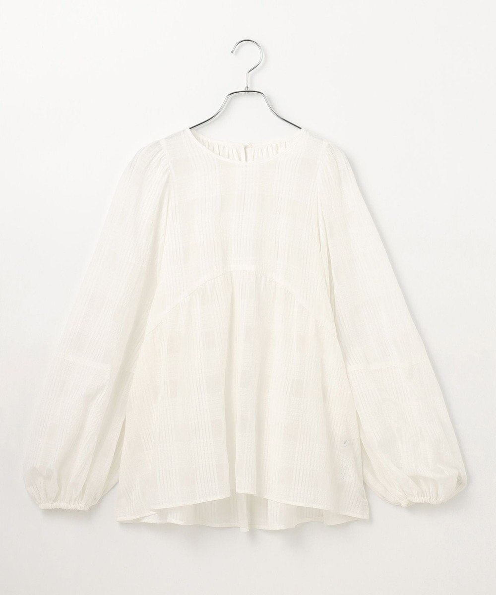 #Newans シアーチェックボリュームブラウス 