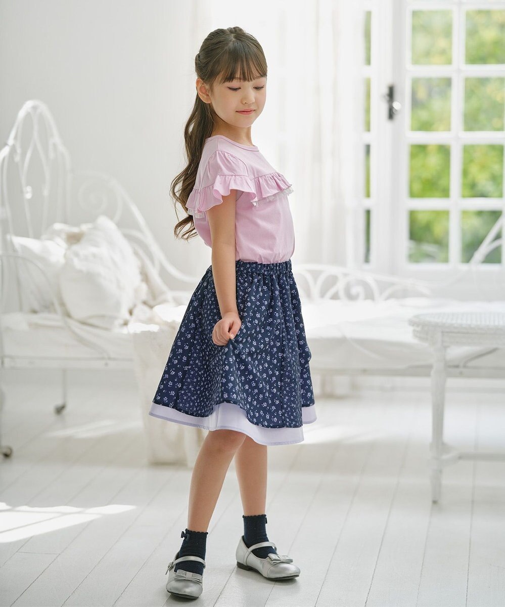 組曲 KIDS 【UVケア】【150-160㎝】フレアラッフル Tシャツ 