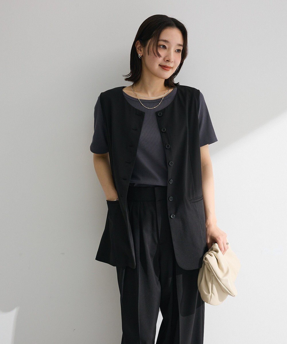 Green Parks クルーネック多釦ジレ 