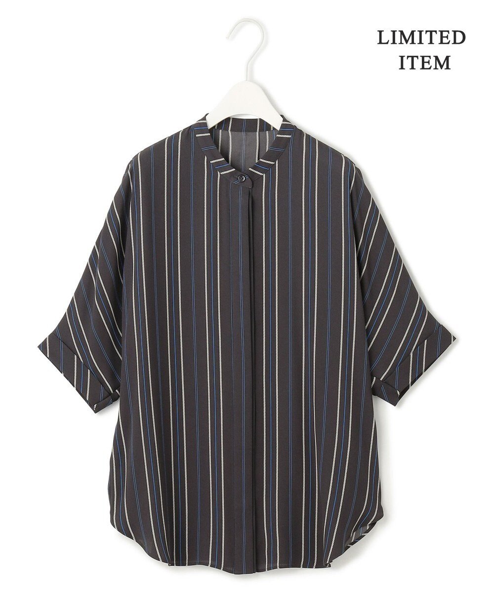 ICB L 【人気のため新色追加・接触冷感・UVケア・速乾・洗える】BackSatinAmunzen 5分袖バンドカラーブラウス 