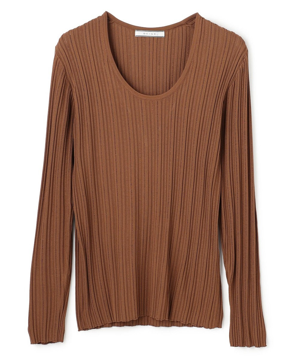 BEIGE， LABRADO / ランダムリブ Uネックニット 