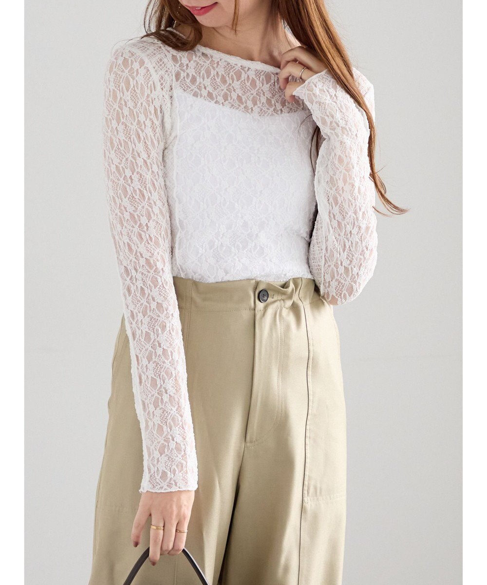 Te chichi パッチワークレースクルーネックTOPS《2025Autumn catalog vol.2 item》 