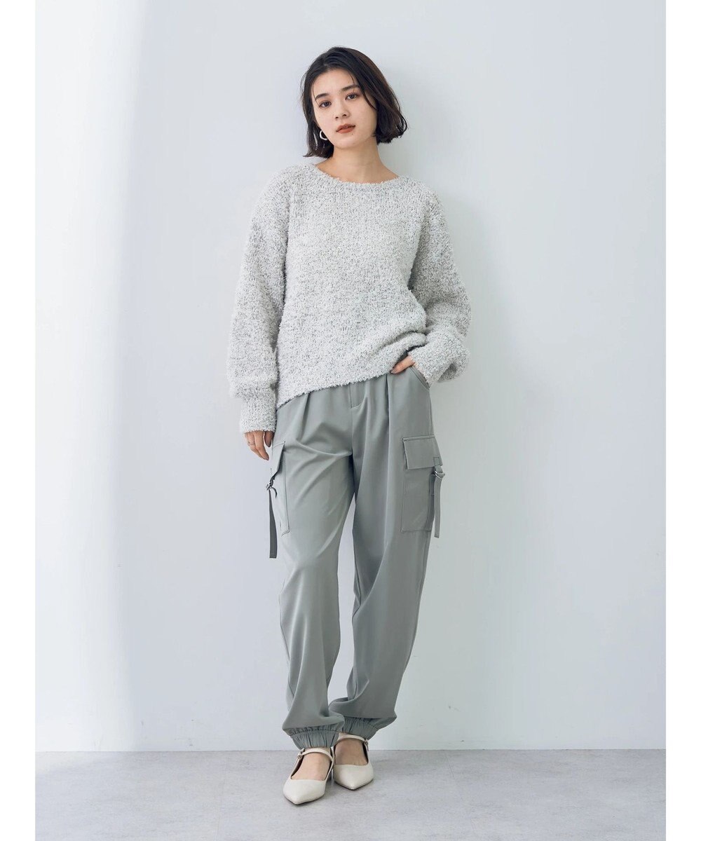 YECCA VECCA レースアップリボンヤーンニット 