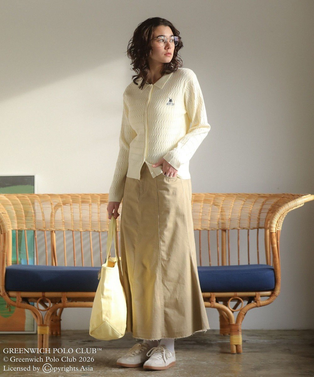 Green Parks GREENWICH POLO CLUB(TM)ケーブル襟付ニットカーディガン 