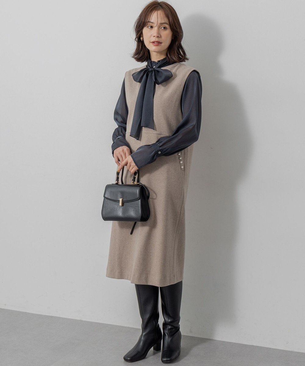 組曲 L 【WEB限定】シャイニーオーガンボウタイ付き ブラウス 