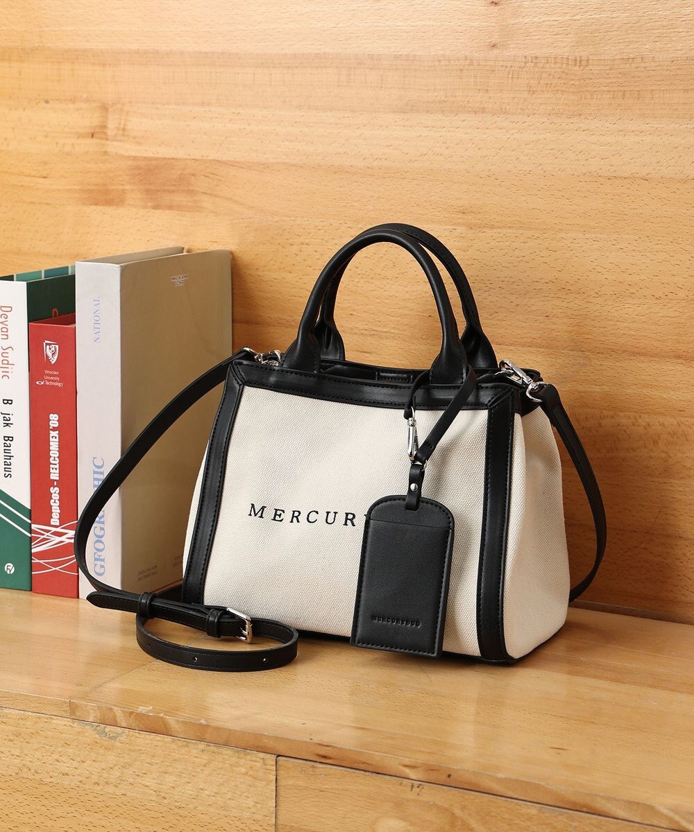 style code 【MERCURYDUO/マーキュリーデュオ】カードケース付 軽量キャンバスロゴ 2WAYトートバッグ 