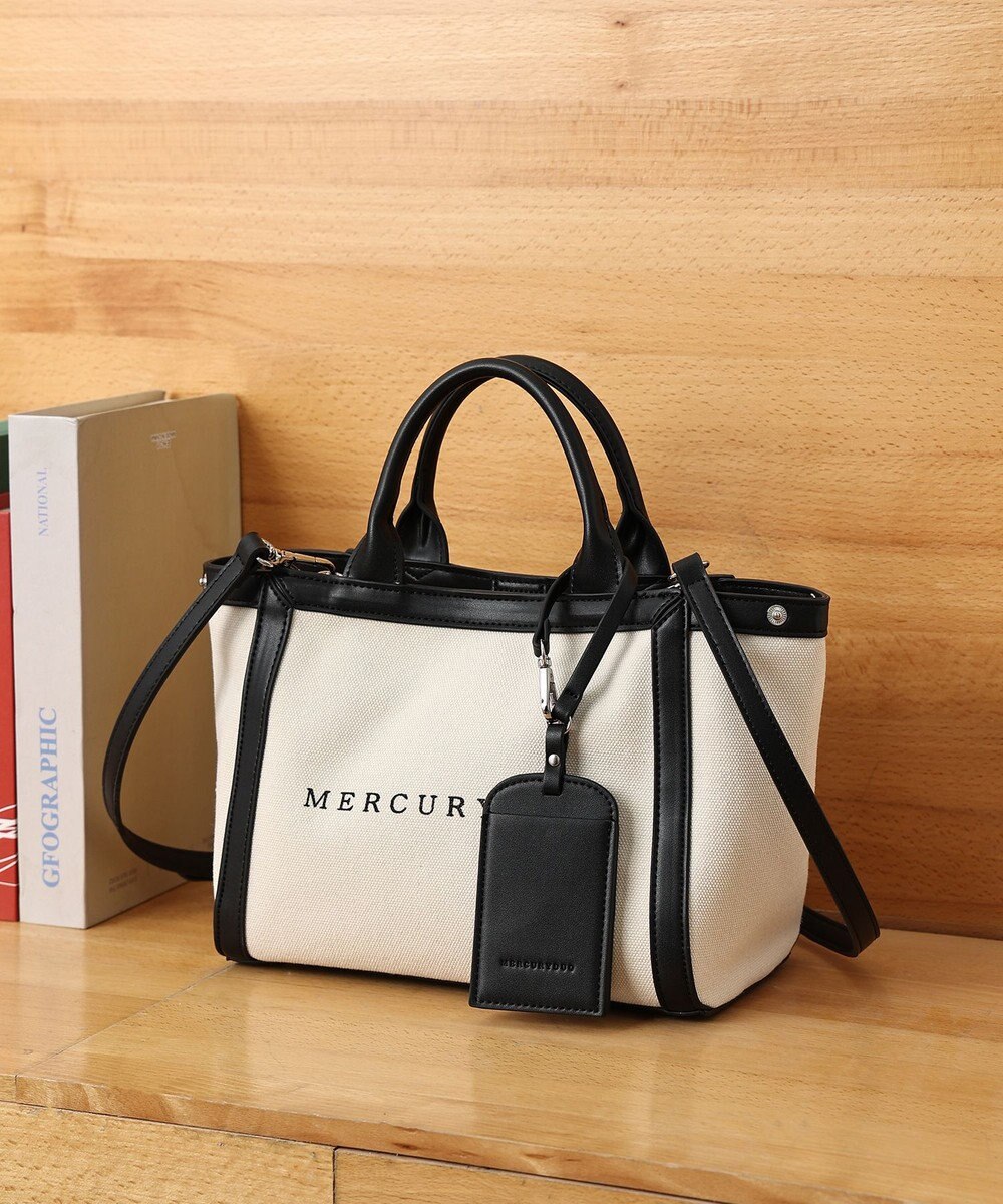 style code 【MERCURYDUO/マーキュリーデュオ】カードケース付 軽量キャンバスロゴ 2WAYトートバッグ 