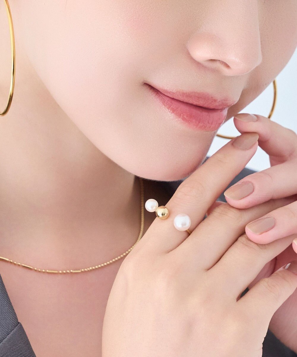 Phoebe 【金属アレルギー対応】ミックスドットリング　ゴールド/ニッケルフリー/パール 
