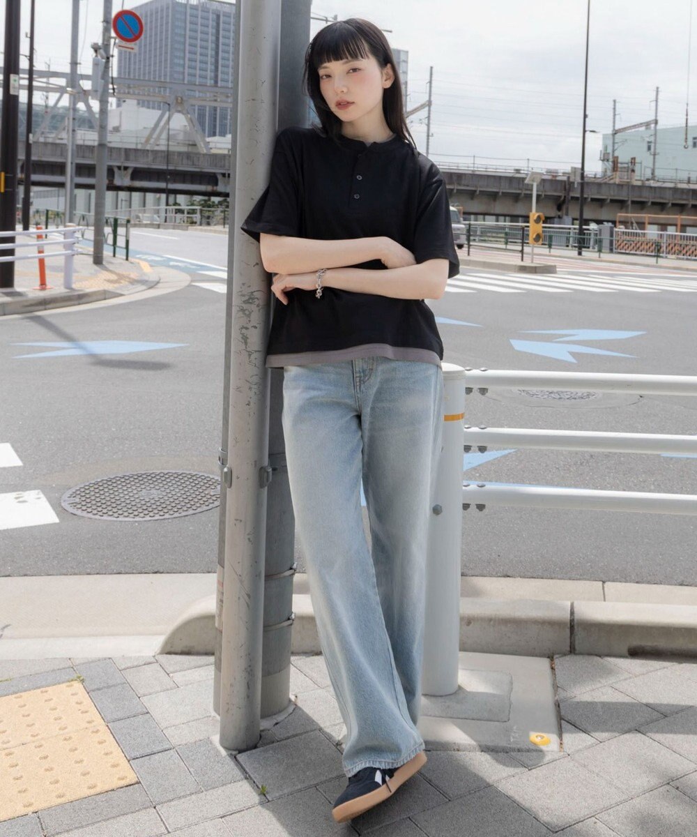 WEGO 【ユニセックス着用ITEM/MLサイズ展開】フェイクレイヤードヘンリーネックT（SS） 