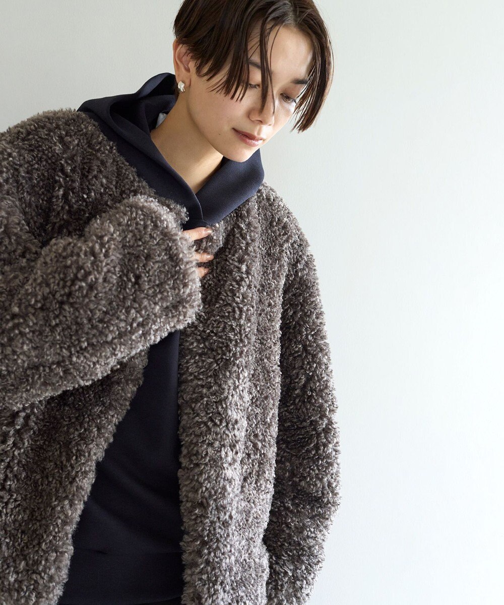 UNFILO エコファー ノーカラージャケット 