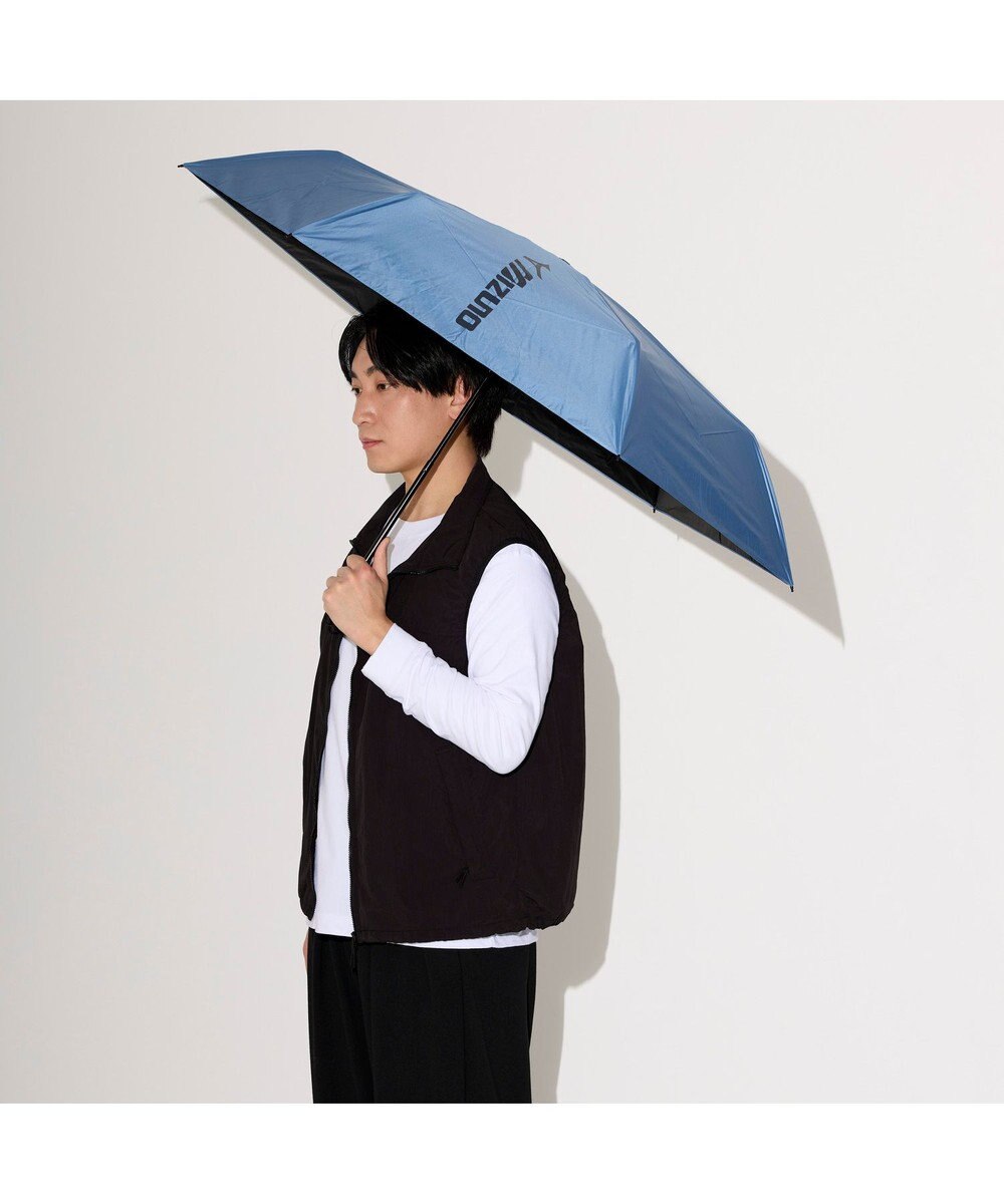MOONBAT 【WEB限定】MIZUNO  (ミズノ)  BIGロゴ 無地 日傘 折りたたみ傘 パラソル 晴雨兼用 軽量 一級遮光 遮熱効果 遮光率100% UV遮蔽100% 