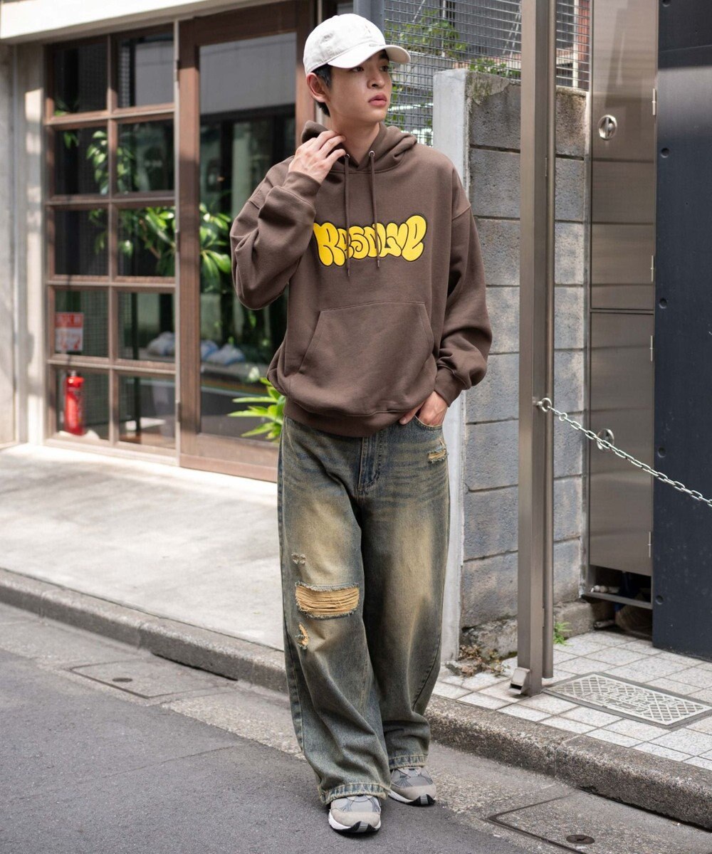 WEGO 【ユニセックス着用ITEM/SMLサイズ展開】グラフィックロゴプルパーカー 