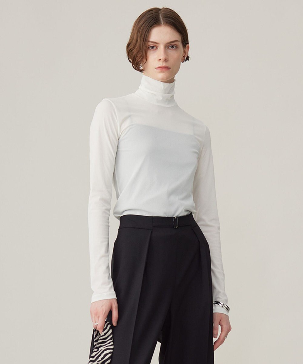 ICB 【洗える】 パウダリーチュール ハイネックトップス 