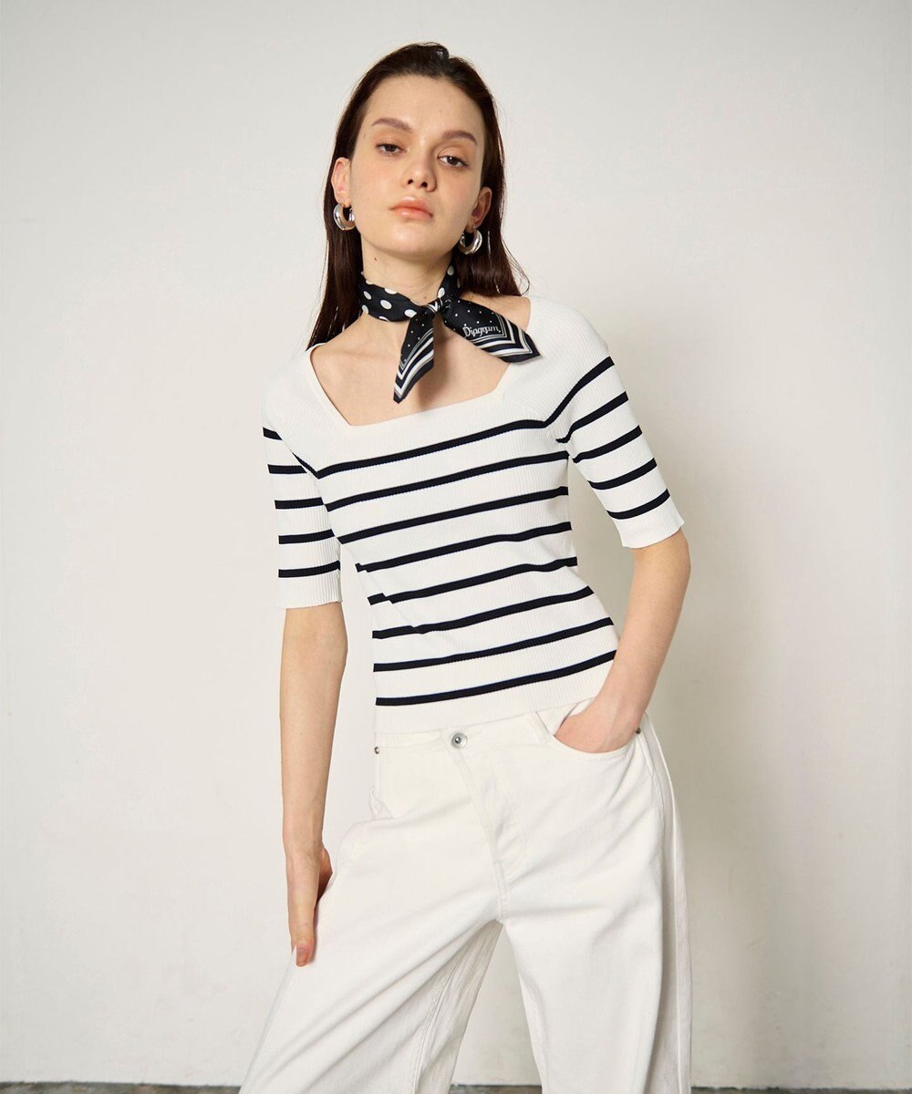 GRACE CONTINENTAL ハーフスリーブニットトップ 