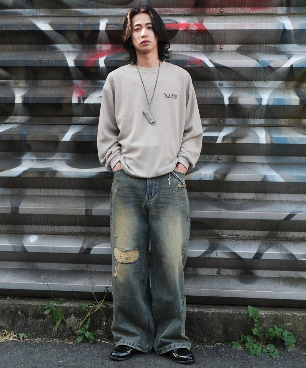 WEGO スーパーバギーダメージデニムパンツ 