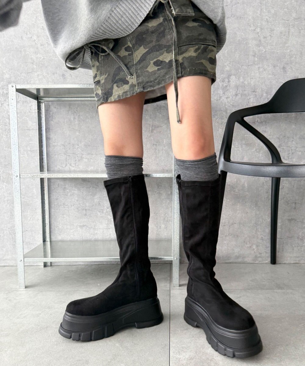 WEGO 厚底ボリュームロングブーツ 