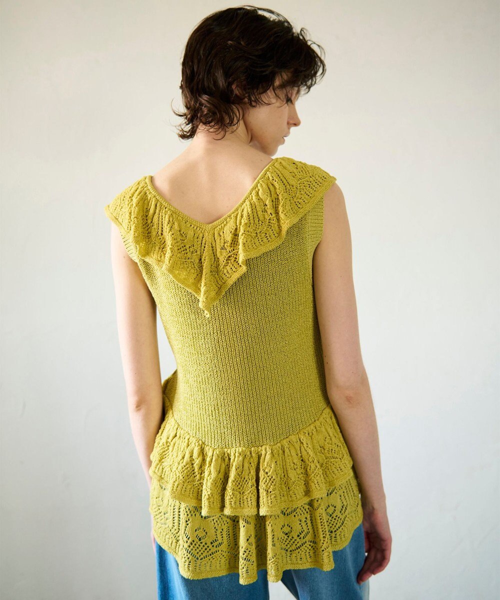 GRACE CONTINENTAL ミックスフリルニットトップ 