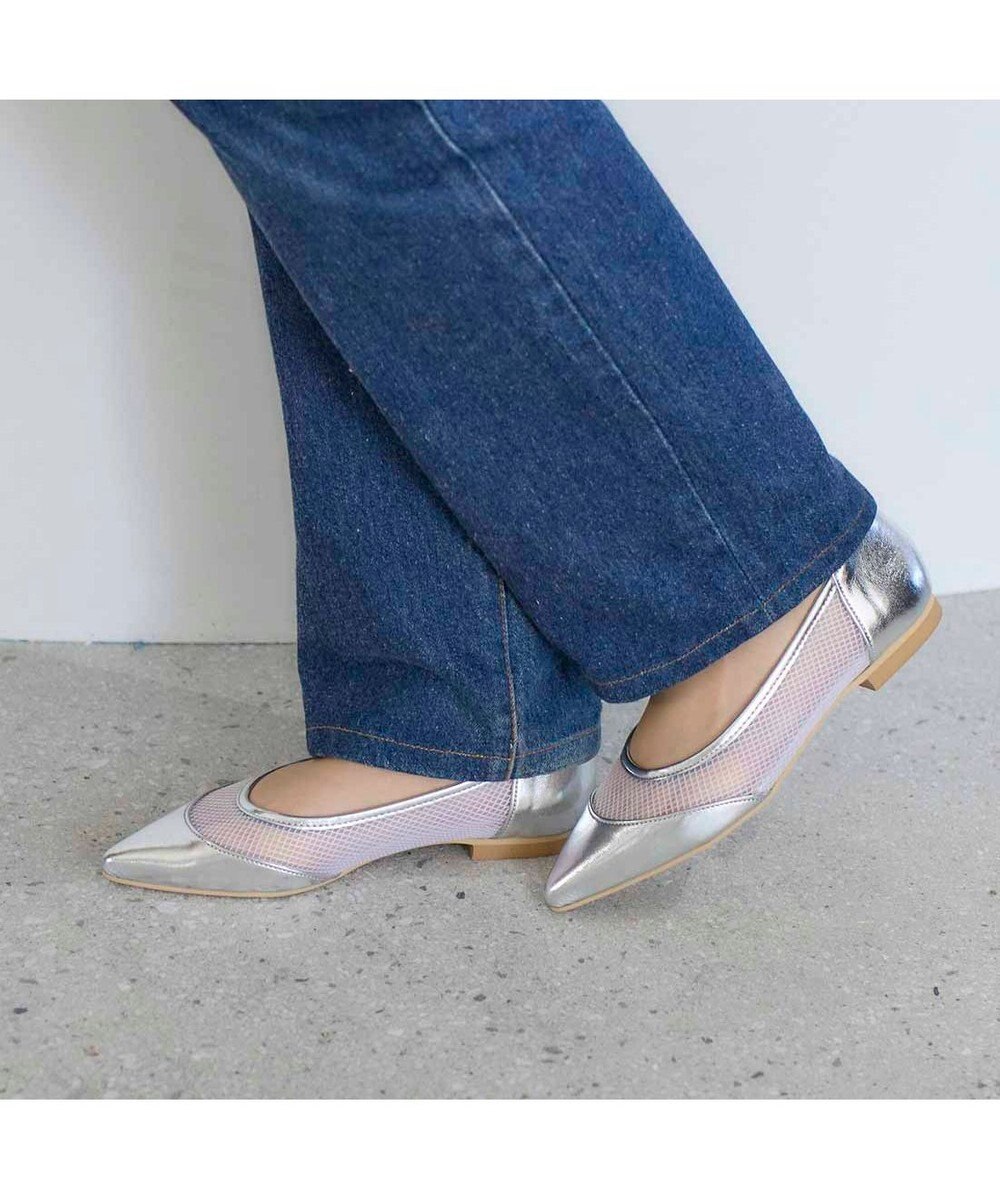 MODE ET JACOMO <carino>【レイン対応】メッシュポインテッドトゥパンプス 