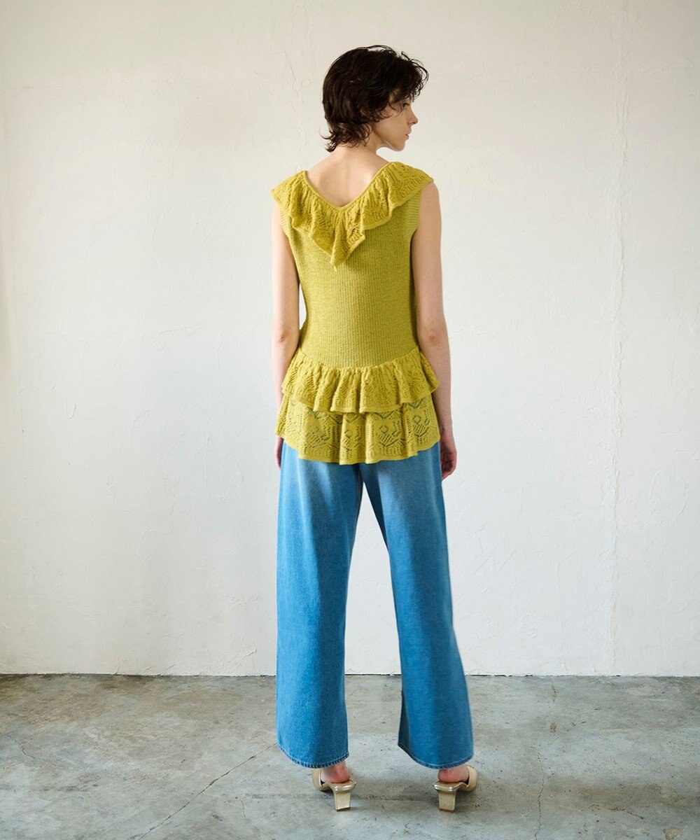 GRACE CONTINENTAL ミックスフリルニットトップ 