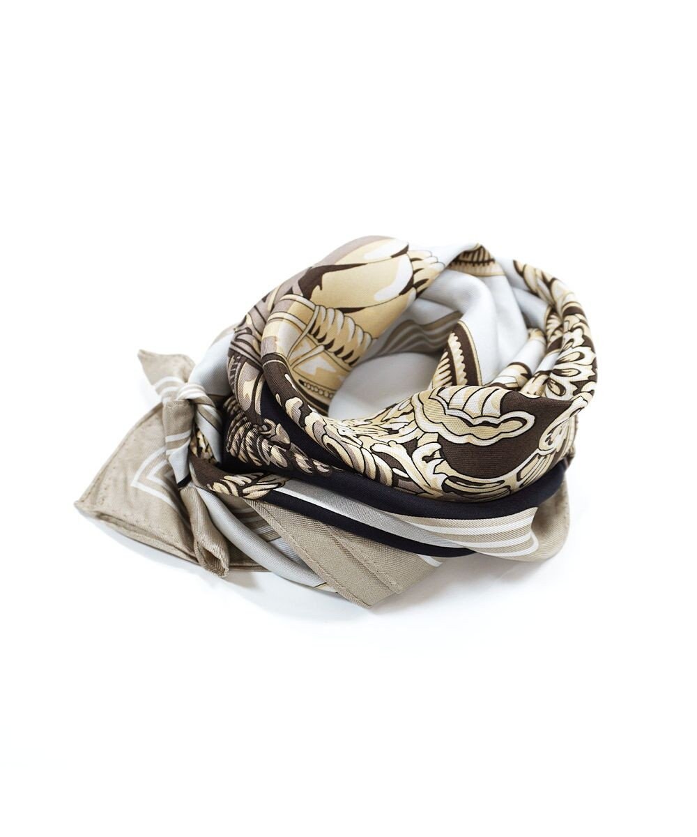 Marca ＜春の新作！＞【伝統横濱スカーフ】ビッグタッセル&鞍（FET-056） 小判 シルクツイル スカーフ 