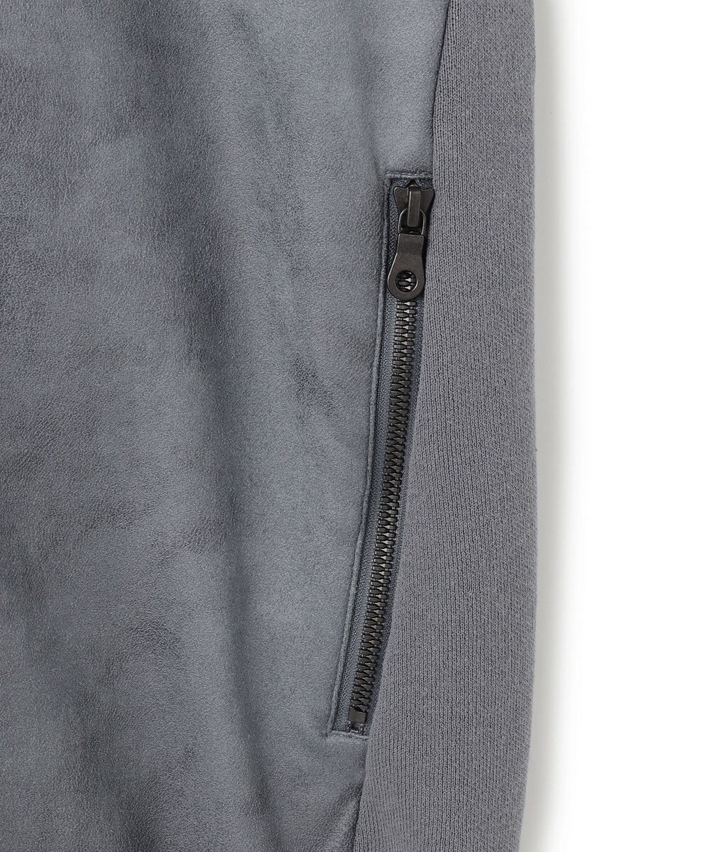 JOSEPH HOMME 新素材【ストレッチ/光沢感】レザーライクジャージーコンビ　フーディー 