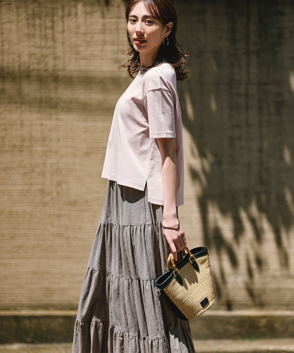 23区 S 【SLOW/一部店舗限定】ブライトリネン  ティアード スカート 