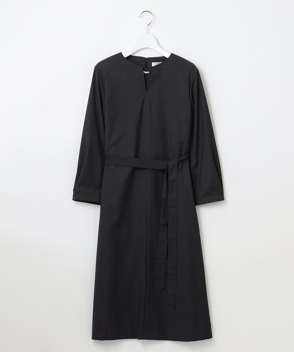 J.PRESS LADIES L 【洗える】T/Rウォッシャブルギャバ パール釦 ワンピース 