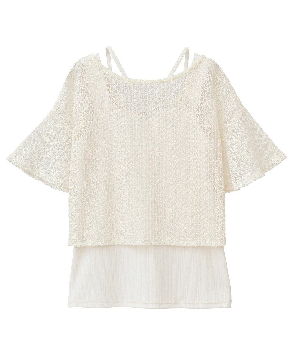 earth music&ecology ＳＥＴ２点レースカーディガン＋レイヤードインナー 