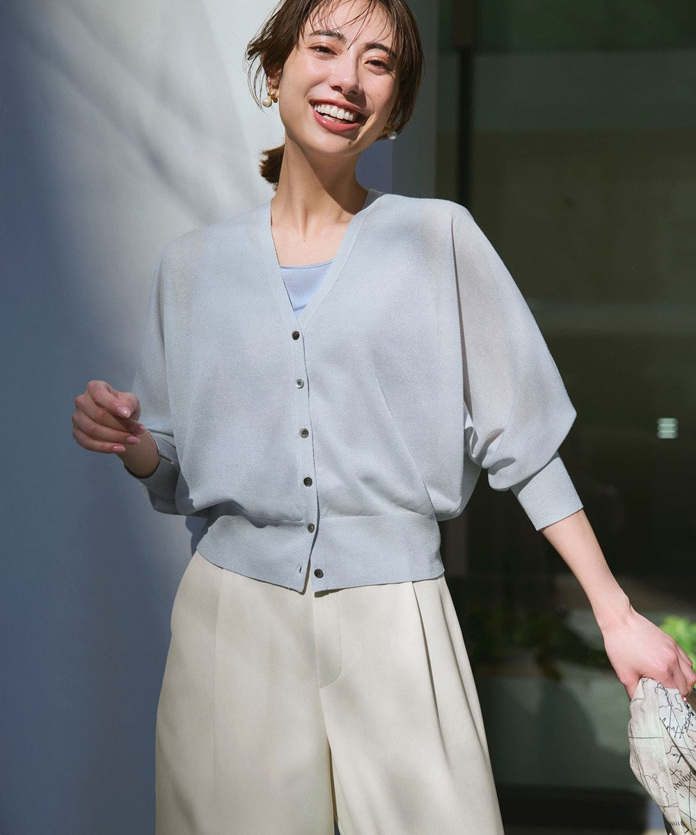 23区 【WEB&一部店舗限定カラーあり】シャイニーシアー ドルマンスリーブ カーディガン 