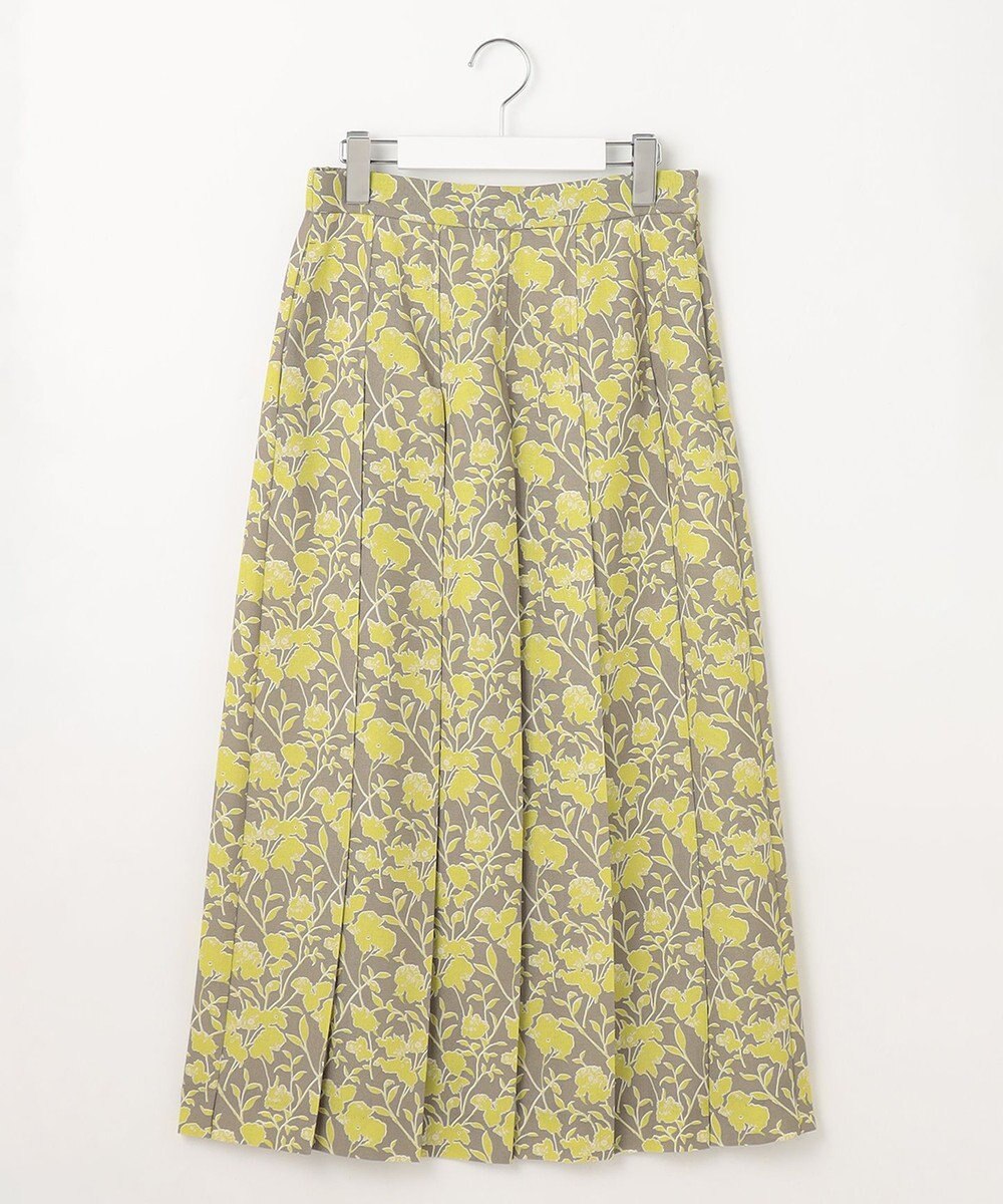 自由区 L 【洗える】リネンライクフラワープリント スカート 