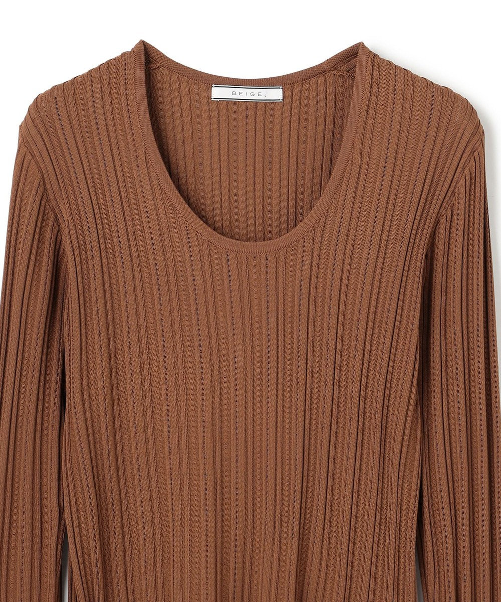 BEIGE， LABRADO / ランダムリブ Uネックニット 