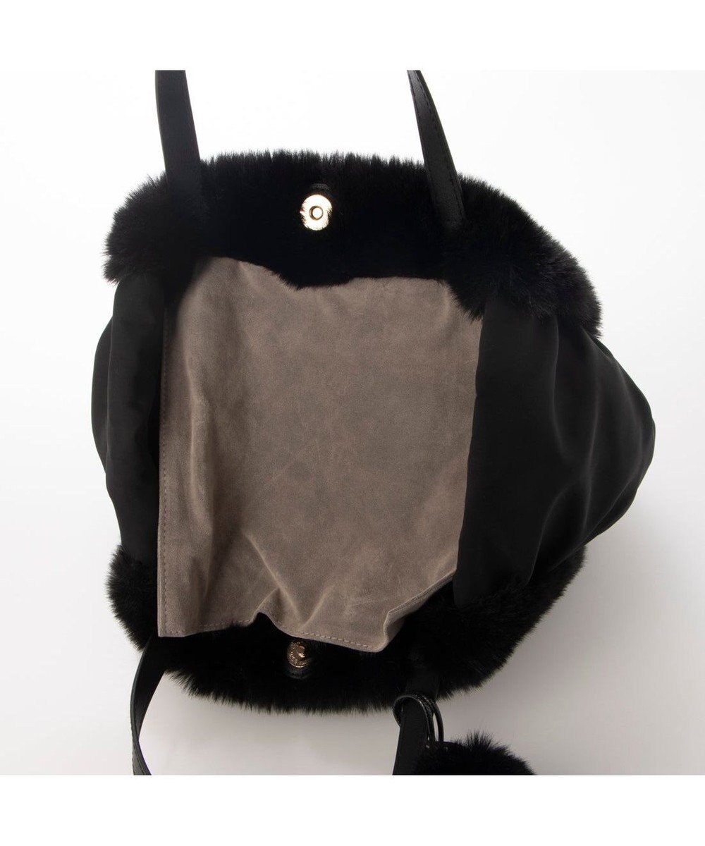 UNBILLION カシュカシュ cachecache / ポンポン付きエコファーラウンド型トートバッグ 