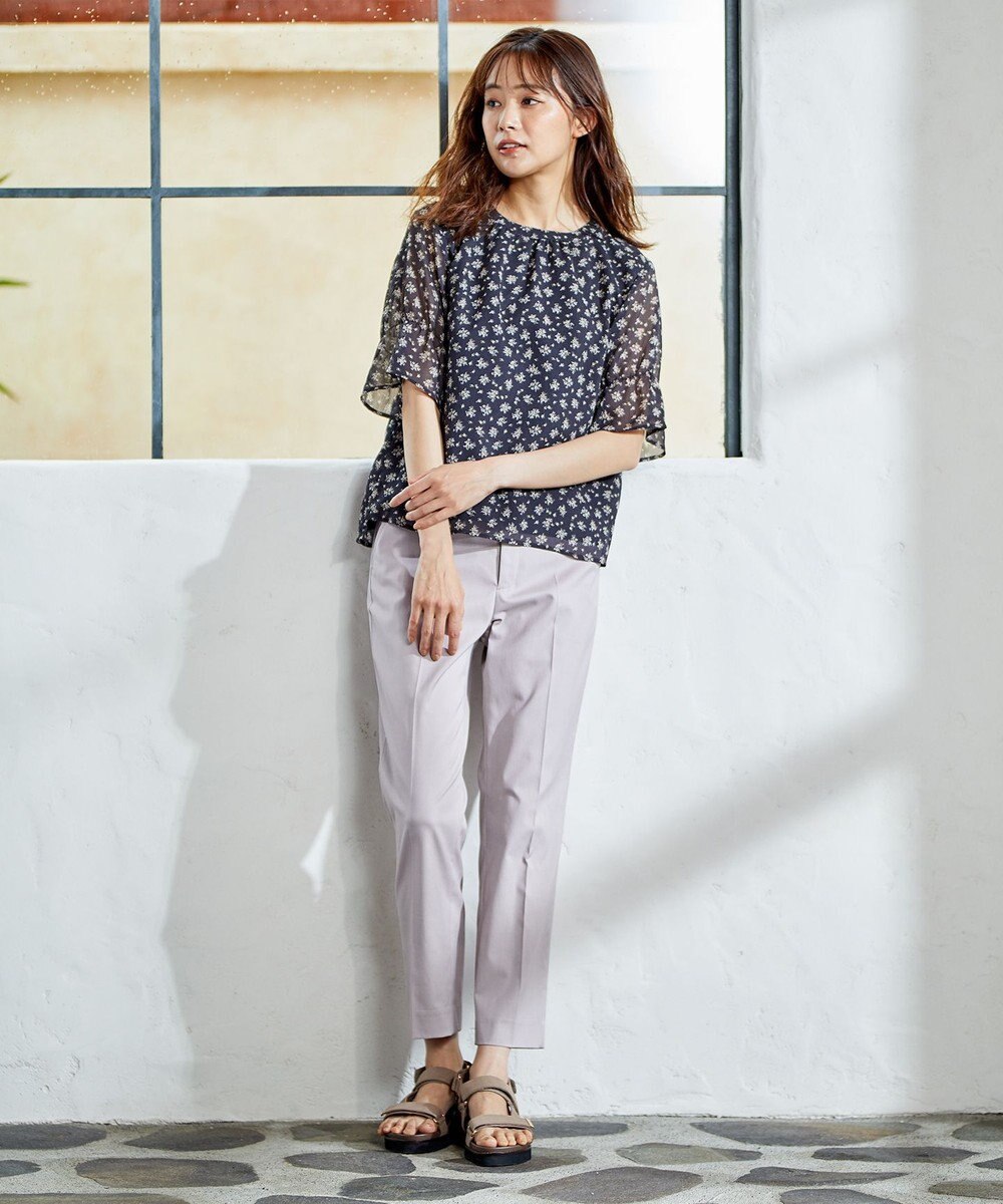 J.PRESS LADIES 【洗える・撥水・防汚】コットンFITTYシャーク テーパード パンツ 