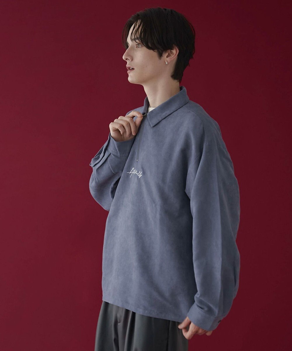 WEGO フェイクスウェードハーフZIPシャツ（LS） 