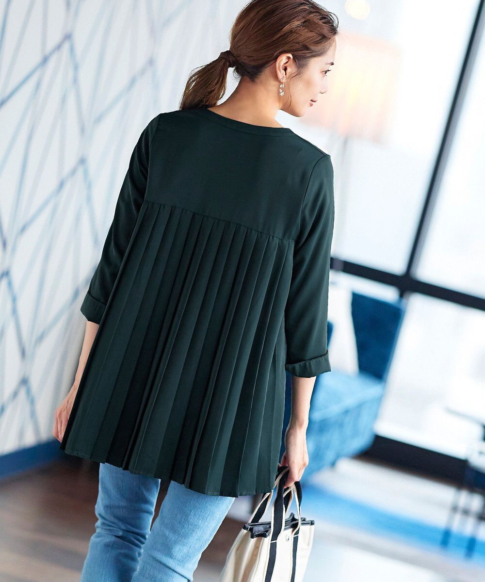 Tiaclasse 【洗える・スマート裏起毛】バックプリーツチュニックブラウス 