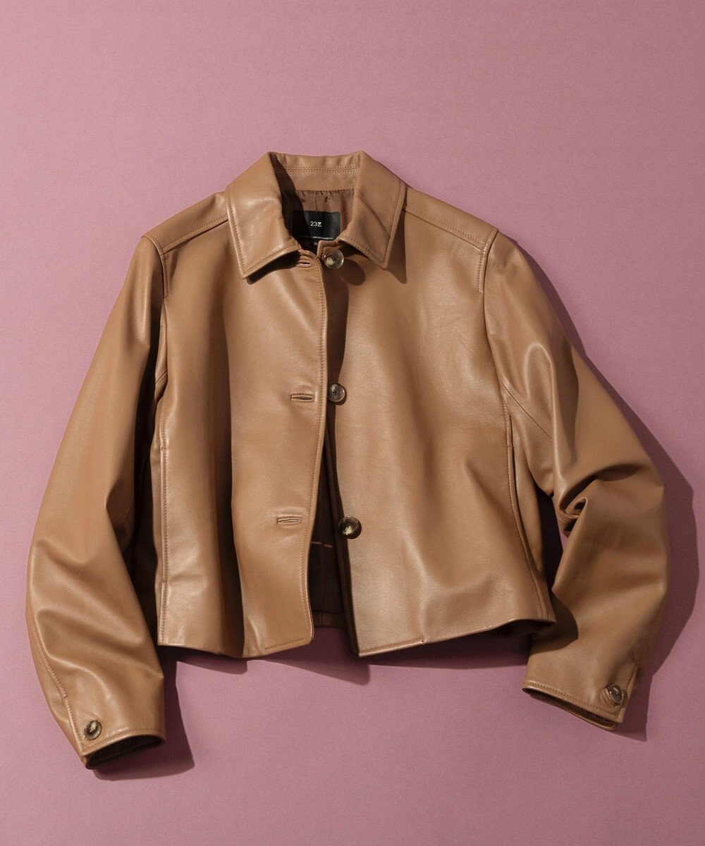 23区 L ラムレザー ステンカラー ジャケット 