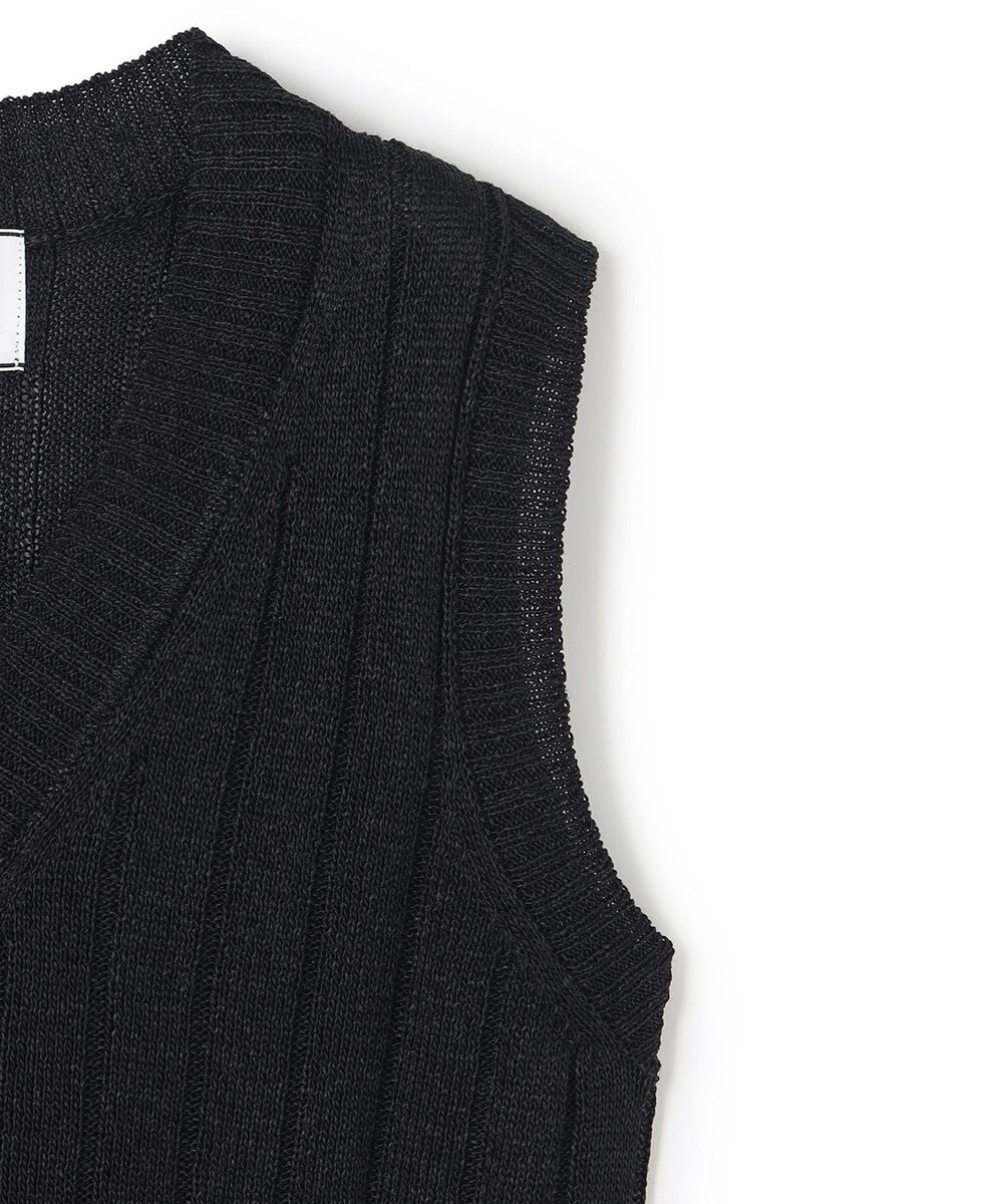 BEIGE， OPTICAL /  ペーパーヤーン Vネックリブニット 