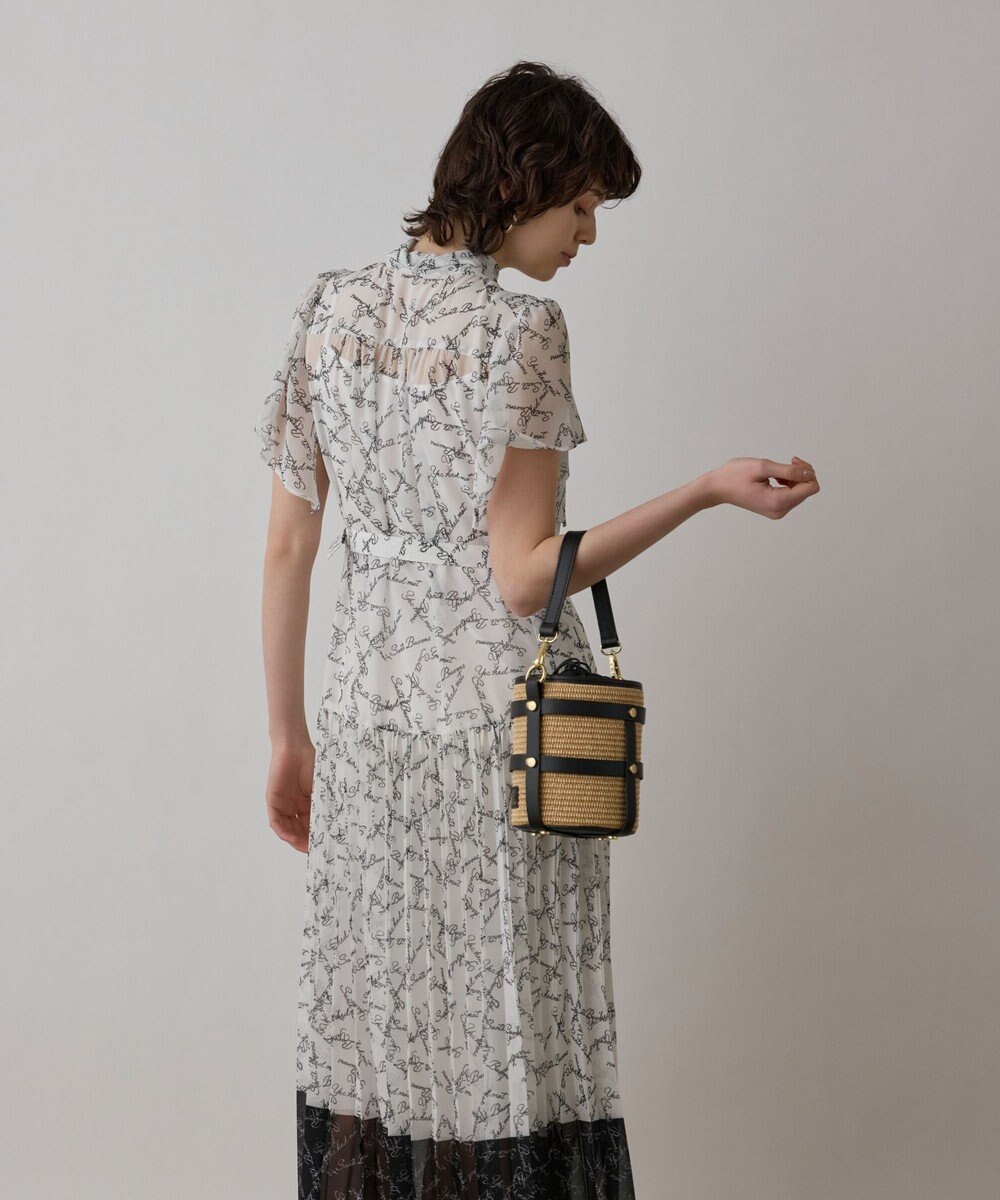 GRACE CONTINENTAL ボウタイプリーツプリントワンピース 